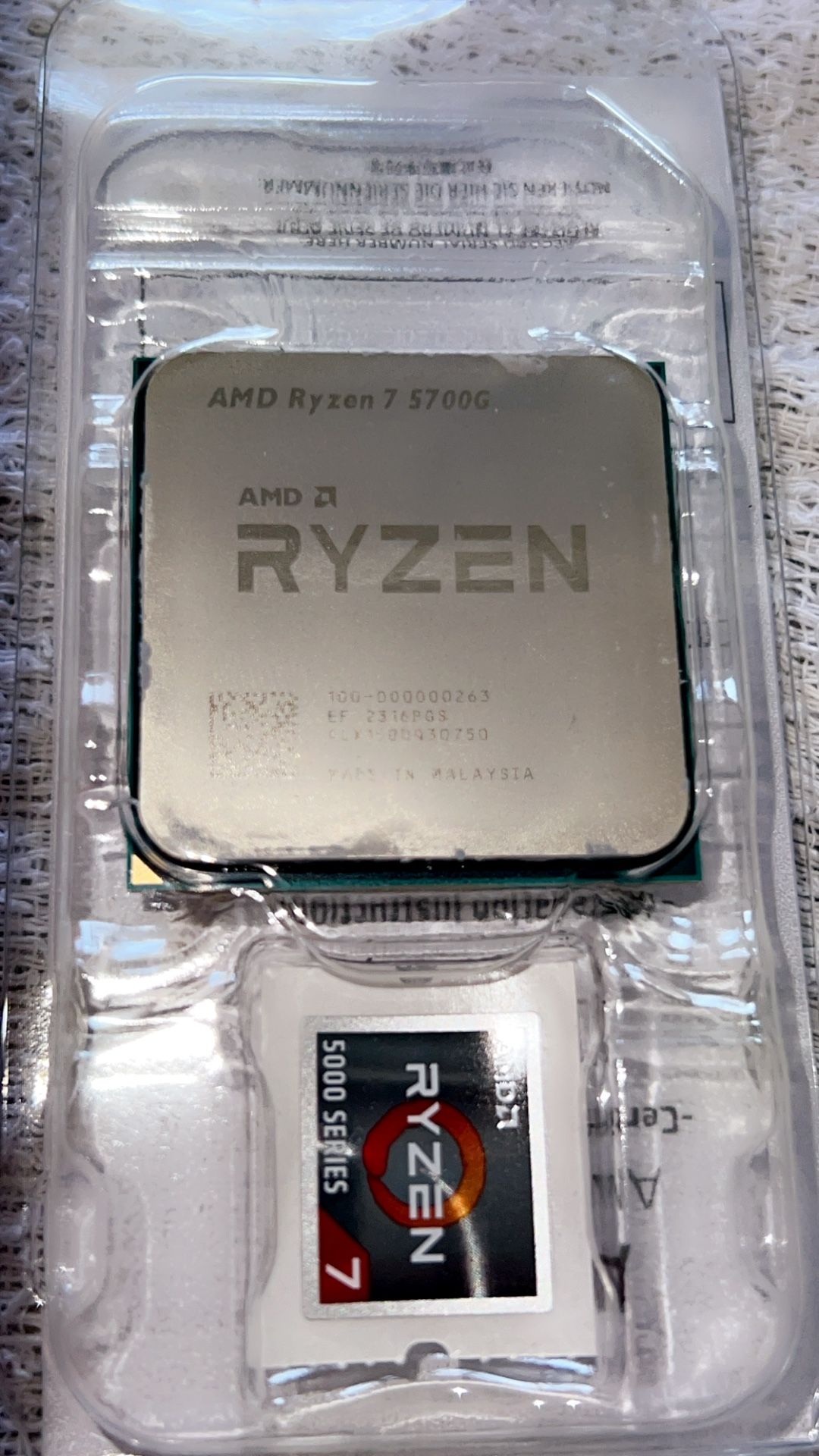 Used Ryzen 7 5700G + Brand New RGB Wraith Prism Cooler
