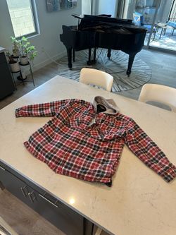 Thunder Hooded Flannel Shirt Jacket - Mens 2XL, Red Plaid, Quilted Lined