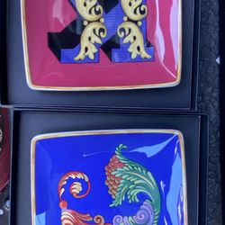 (2) Versace Holiday Alphabet K & G Bowl 12 cm sq. flat NEW