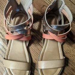 Blowfish Malibu Kids Foshan Girl's Pink & Rose Gold Strappy Flat Sandals, Size 6