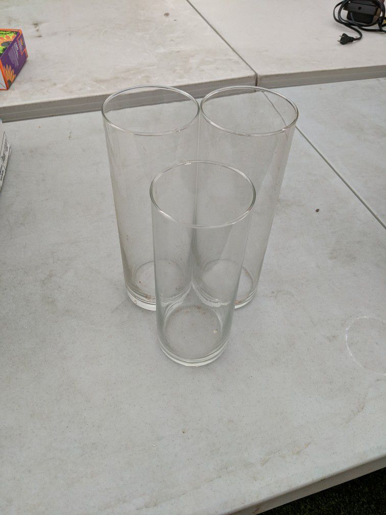 Set Of Three Glass Cylinders