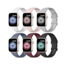 6 Pack Compatible with Apple Watch Band 42/44/45 Soft Silicone Wrist Bands