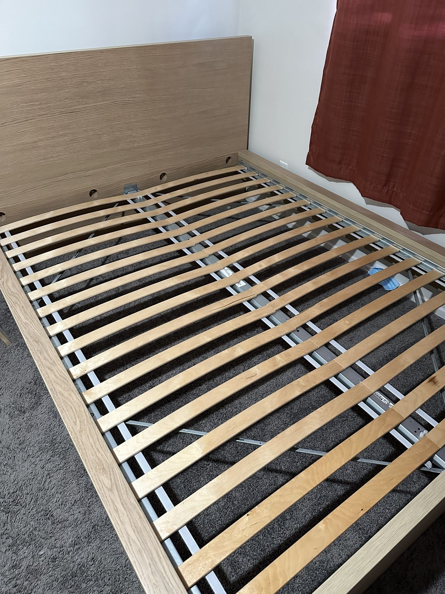 IKEA MALM Bed frame, high, white stained oak veneer, Queen