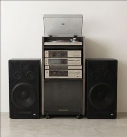 Vintage MCS Modular Stereo System Stack w/ Speakers & Rolling Cabinet (Made in Japan)