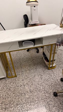 Nail Technician Manicure Table with Rolling Cabinet