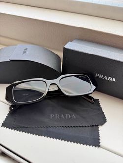 Prada Black Rectangle Sunglasses with Case (Unisex)