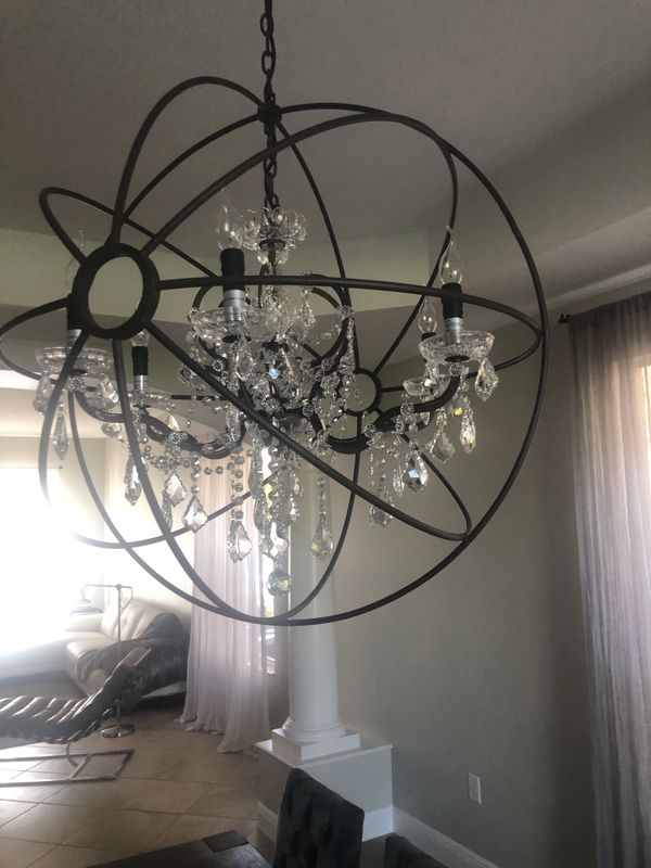 Restoration Hardware Foucaults Orb Clear Crystal Chandelier 32” for Sale in Delray Beach, FL