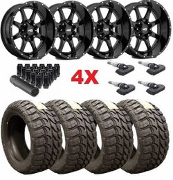 Moto Metal Gloss Black Wheels and Tires Package