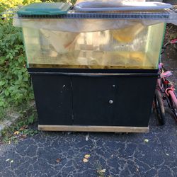 EXTRA LARGE FISH TANK, Cabinet, All Accessories And Wrought Iron Stand All $100