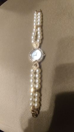 New Gruen diamond and pearl ladies watch