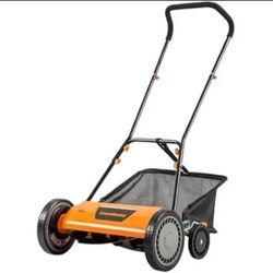 LawnMaster LMRM1801 Push Reel Lawn Mower 18-Inch 5-Blade orange 