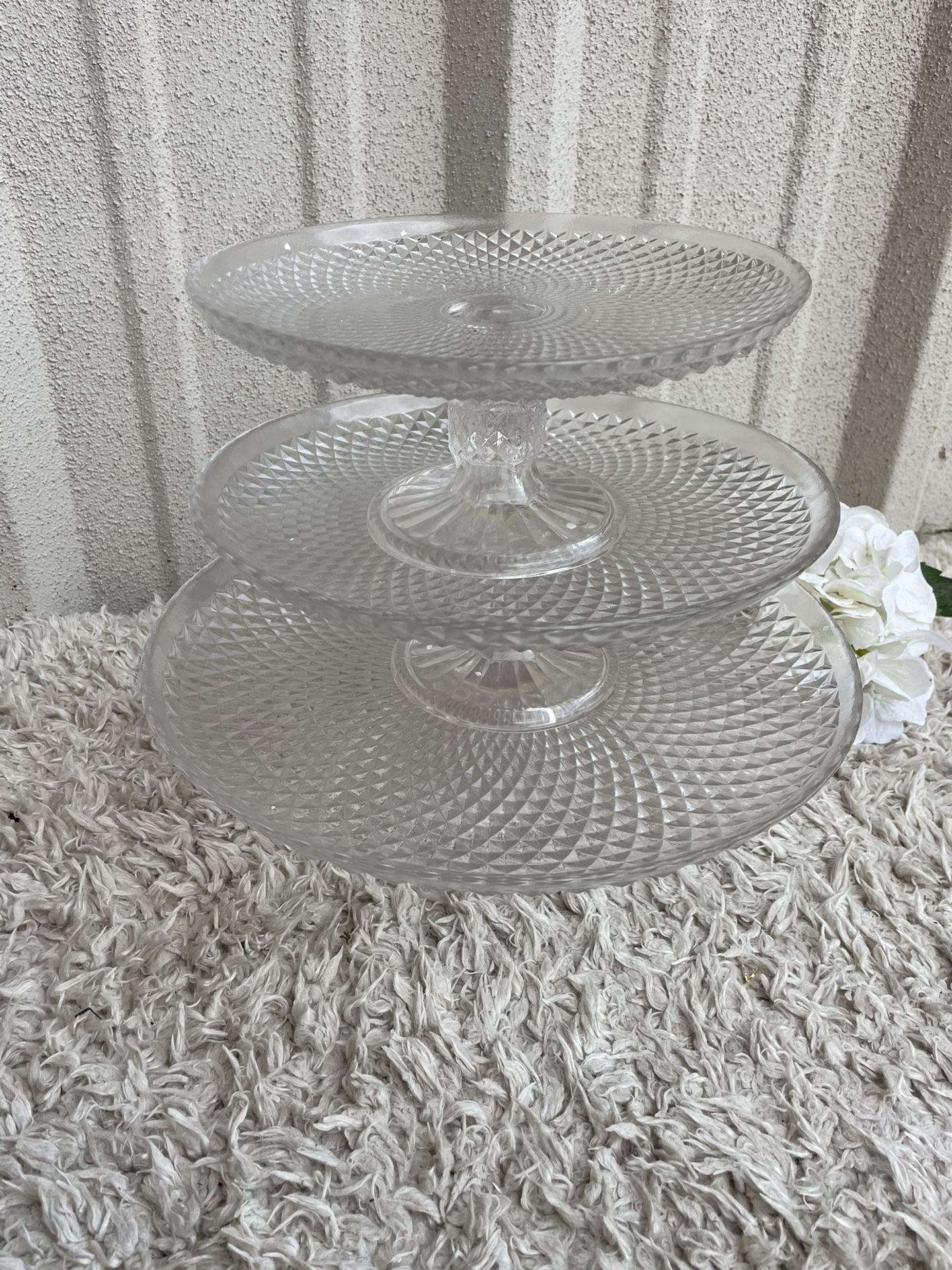 3 Glass Cake Stands 