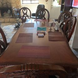 FORMAL 7 PIECE BROWN CHERRY FINISH Dining Set