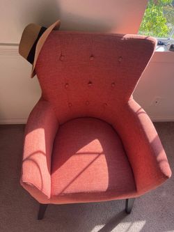 Coral Pink Accent Chairs (Set of 2 or Single) — Tufted Wingback, Wood Legs