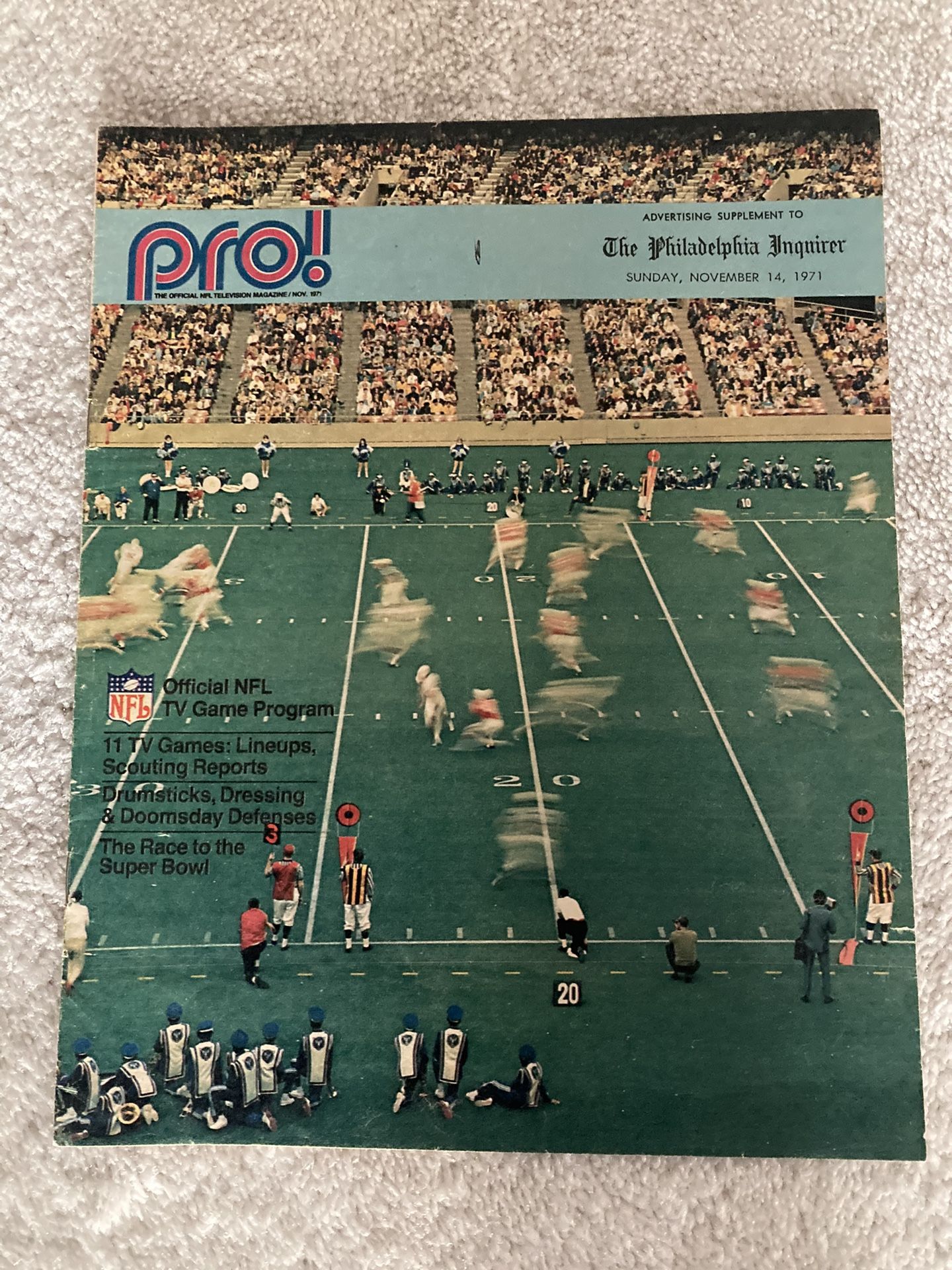 Pro Advertising Supplement to the Philadelphia Inquirer - Sunday, November 14, 1971, Official NFL  TV Game Program