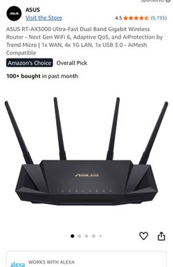 Asus RT-AX3000 Dual Band Smart WiFi Router