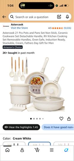 Astercook 21-Piece Ceramic Nonstick Cookware Set