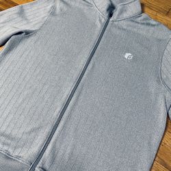 Mens Long Sleeve Track Fleece Jacket (Grey)