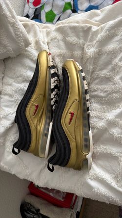 Size 11 Nike Air Max 97 QS 'B-Sides Metallic Gold' (AT5458-002) sneakers.