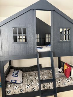 Tree House Twin Over Twin Navy Blue Pottery Barn Kids