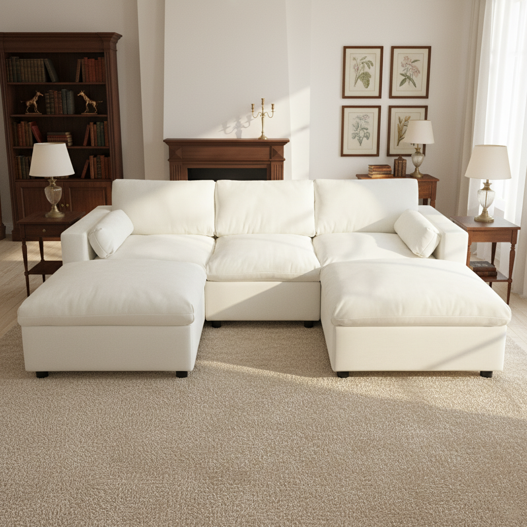 Madison U-Shaped Modular Sectional Sofa with Ottomans