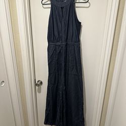 New York And Co Blue Sleeveless Jumpsuit 