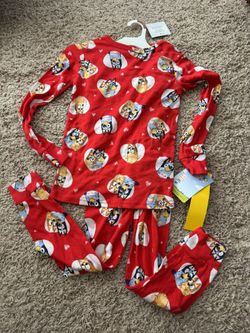 Size 10 Kids' Bluey Christmas Or Valentine's Day 2pc Long Sleeve Pajama Set - Red