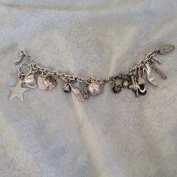16+2 Pcs Of Charm Bracelets. 925 Silver Vintage