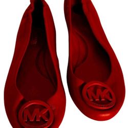 Michael Kors Lindsay Ballet All Red Leather Flats Size 7M ， 37