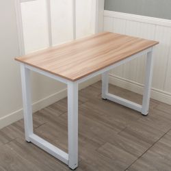 Metal Base Office Desk - Light Brown