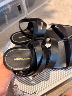 Michael Kors Black Leather Strappy Sandals