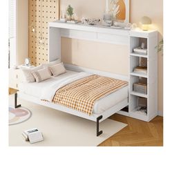 White Full-Size Murphy Bed (SOLD AS-IS)