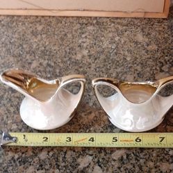 Vintage Iridescent glaze & gold mini sugar & creamer 