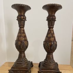 Pair of beautiful Carved Wood Candleholders  