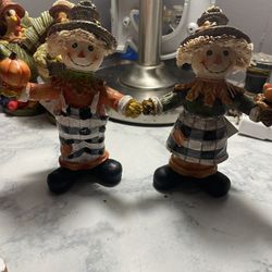 Scarecrow Couple Figurines 