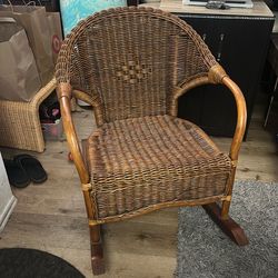 Rattan rocking chair, wood chair, rocker. Excellent condition