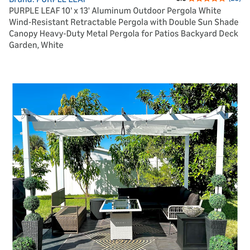 White aluminum freestanding pergola