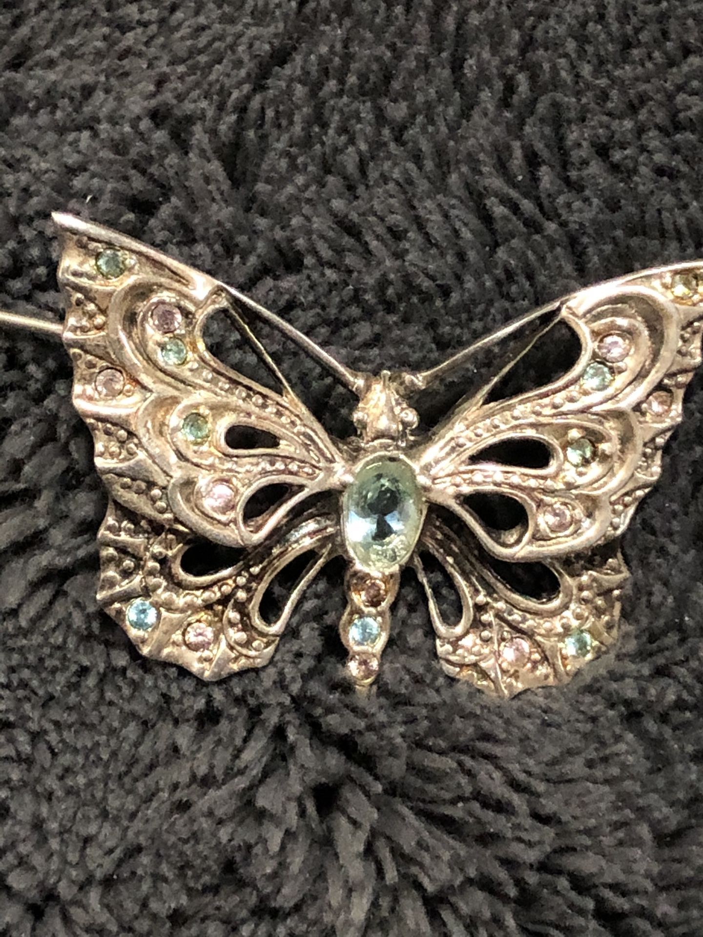 Heavy Sterling Silver Butterfly Brooch