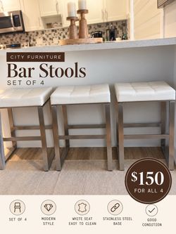 Set of 4 City Furniture Modern Bar Stools – Good Condition