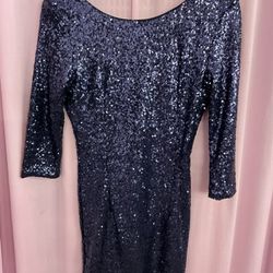 Short Blue Sequin Sexy Drag Queen Costume Show Dress Size Small