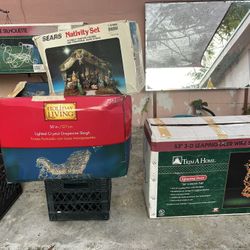 Christmas Decor- Deer, Sleigh, Nativity Set