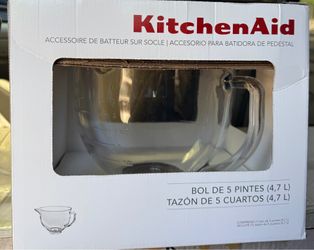 KitchenAid Clear Glass Stand Mixer Mixing Bowl 5 qt (4.7 L) Marked