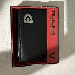 True Religion Black Card Holder Wallet with Silver Accent