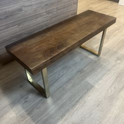 Dark Wood Table With Gold Legs