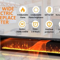 60" Glass Electric Fireplace/L60*H12.8*W5.5