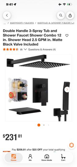 Matte Black Tub and Shower Faucet Combo Set