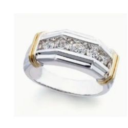 New Men's Size 12 Silver Plated W/ Gold Accents  & 6 Inlaid Rhinestones Ring. This magnificent silver plated men's ring with gold accents and 6 inlaid