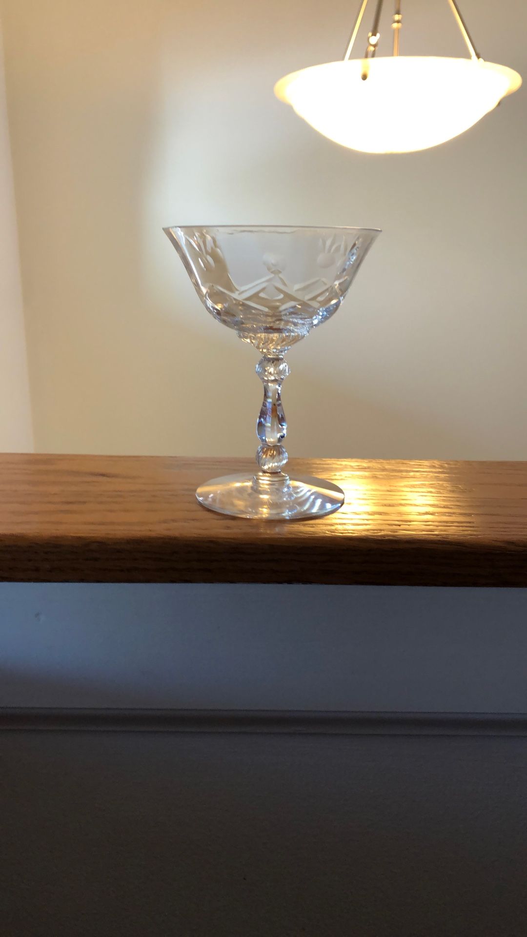 Set Of 6 Hersey Barcelona Etched Glass Stem