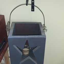 Hanging Box With Star Cutout  Used For Candle Holder Or Decor