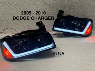 2006 To 2010 Dodge Charger Switchback Sequential LED Bar Factory Style Headlights